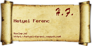 Hetyei Ferenc névjegykártya